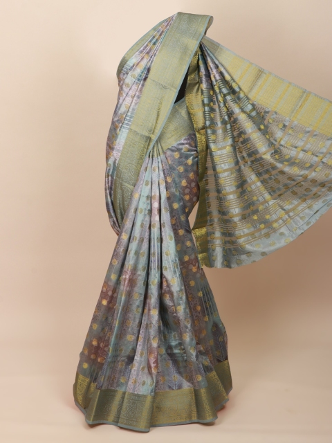 

Pothys Grey & Gold-Toned Woven Design Art Silk Saree