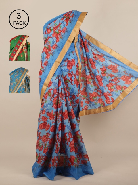 

Pothys Pack of 3 Printed Cotton Blend Saree, Multi