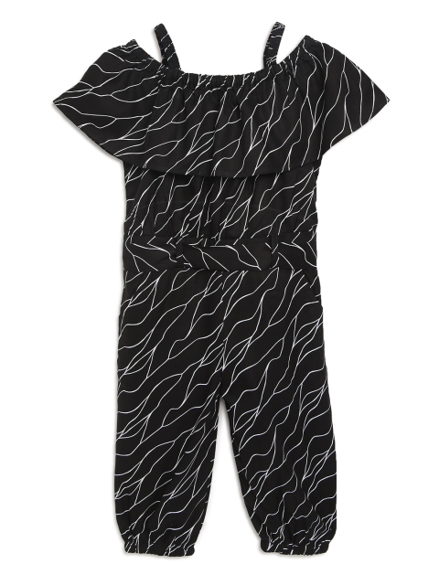 

ADIVA Girls Black & White Abstract Printed Basic Jumpsuit