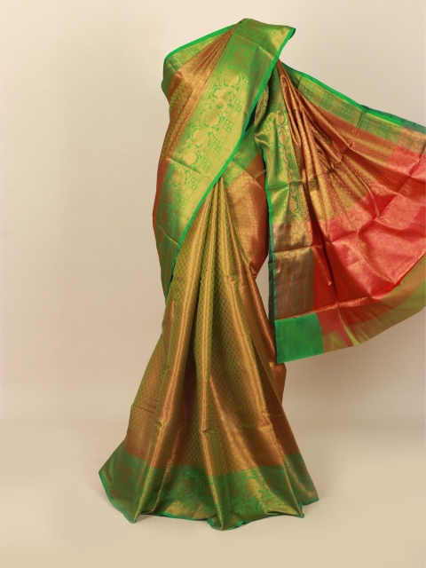 

Pothys Green & Red Floral Zari Art Silk Banarasi Saree