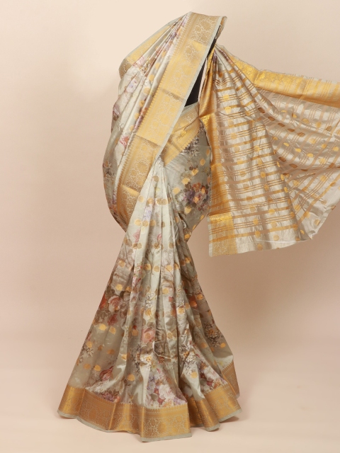 

Pothys Grey Floral Zari Art Silk Saree