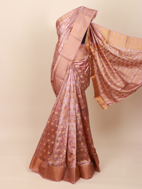 

Pothys Pink & Gold-Toned Woven Design Zari Art Silk Saree