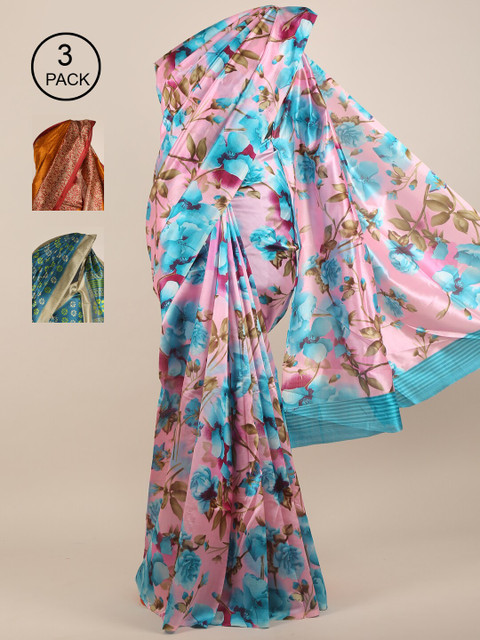

Pothys Pack Of 3 Jute Silk Sarees, Pink