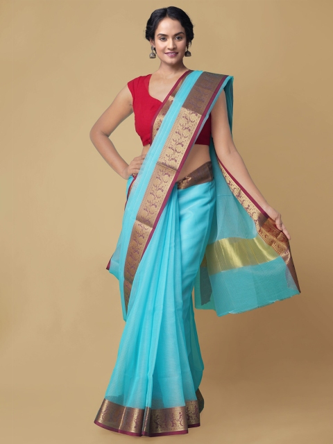 

Unnati Silks Blue & Magenta Silk Blend Kota Saree
