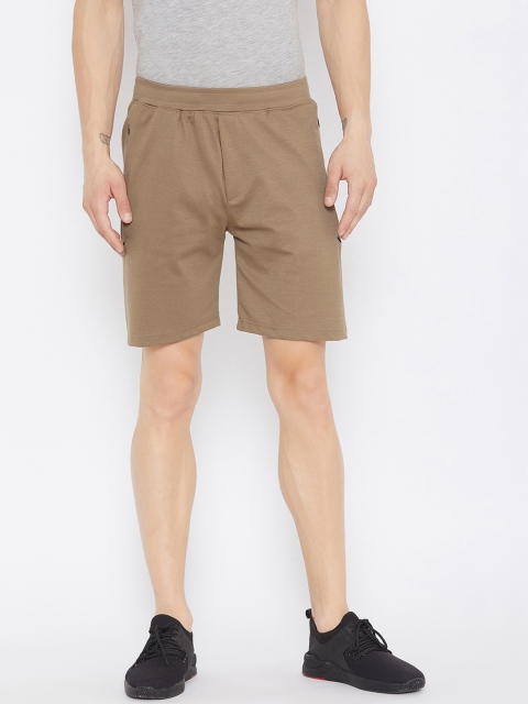 

Okane Men Camel Brown Mid-Rise Shorts