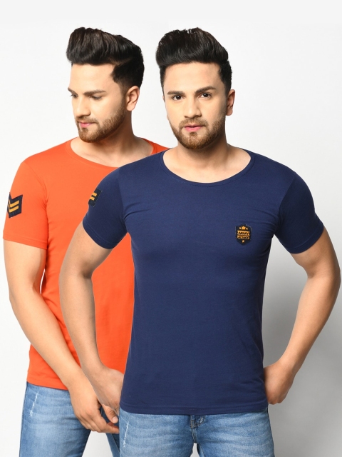 

ELEGANCE Men Pack of 2 Applique T-shirt, Multi