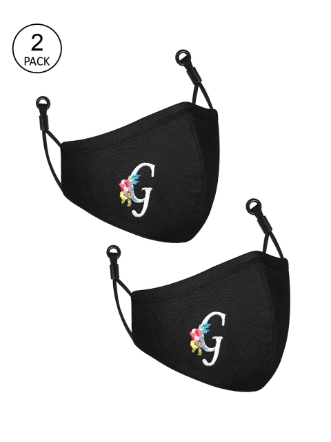 

CENWELL Unisex Pack Of 2 Black Solid 6-Ply Reusable Pure Cotton Cloth Masks