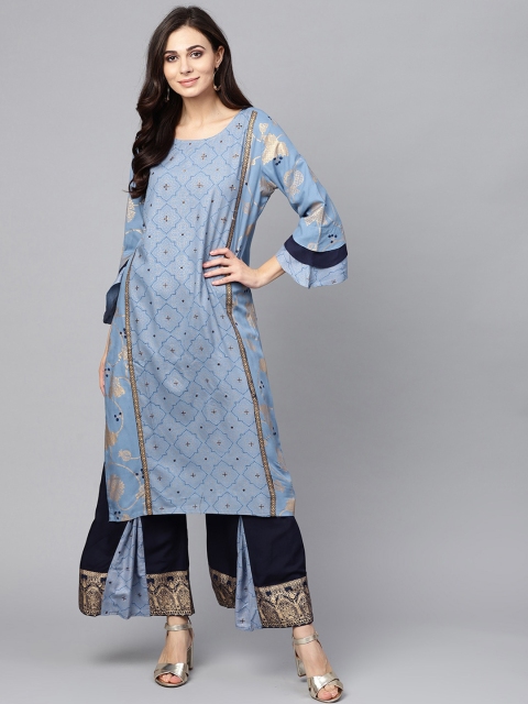 

Ishin Women Blue Kurta with Palazzos