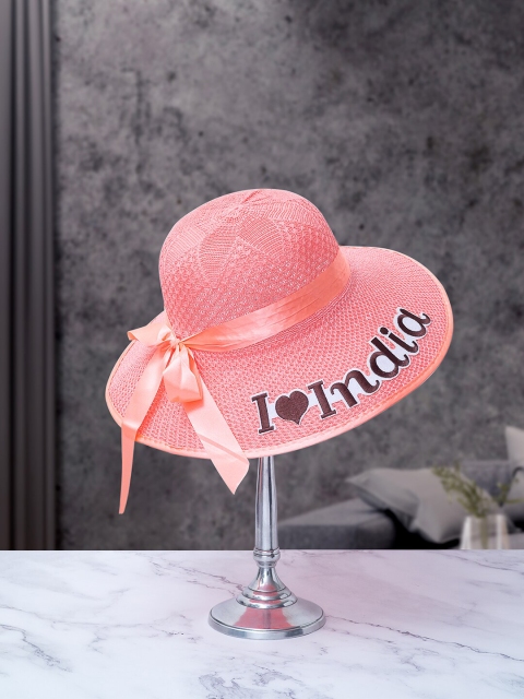 

Golden Peacock Women Peach-Coloured Woven-Design Sun Hat