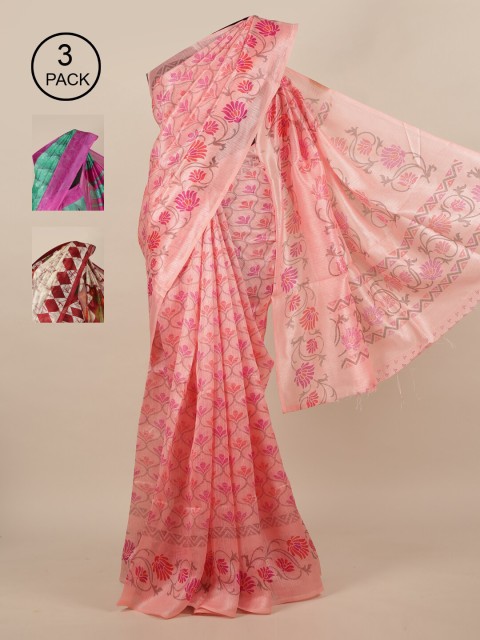 

Pothys Multicoloured Set of 3 Jute Silk Saree, Multi