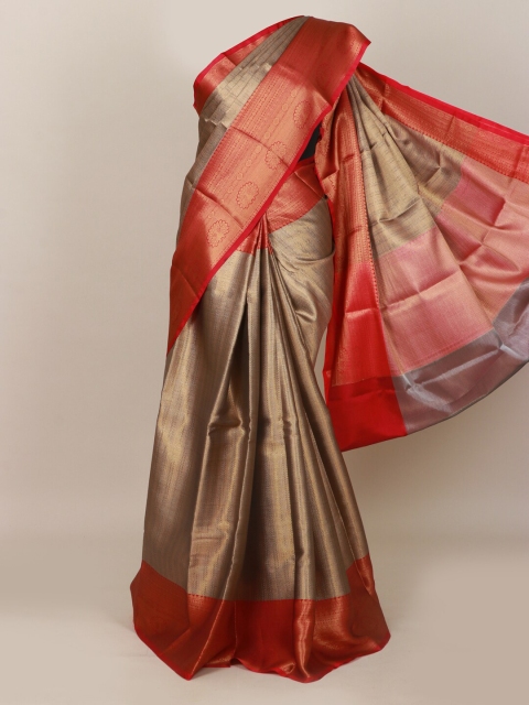 

Pothys Grey & Pink Woven Design Art Silk Banarasi Saree