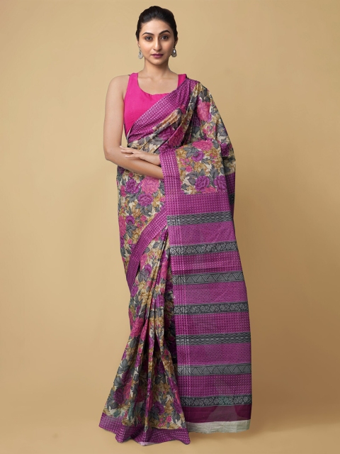 

Unnati Silks Women Purple & Grey Pure Krisha Summer Cotton Sustainable Saree