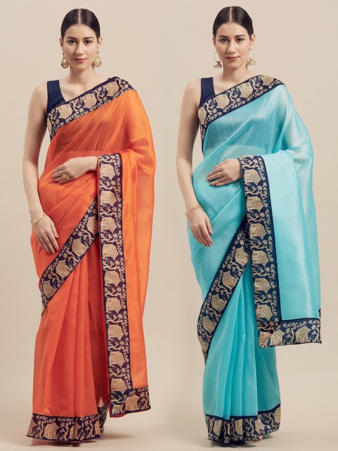 

KALINI Women Pack Of 2 Printed Sarees, Orange