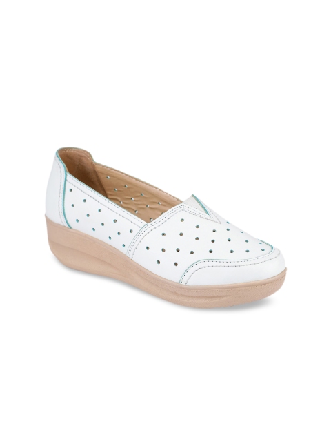 

VALIOSAA Women White Perforations Slip-On Sneakers