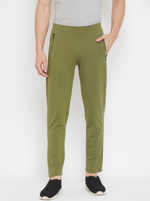 

Okane Men Olive Green Solid Track Pants