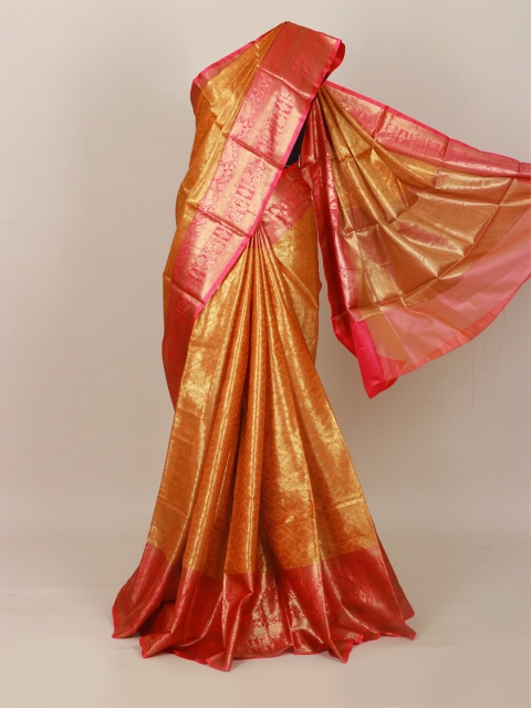 

Pothys Orange & Peach-Coloured Woven Design Art Silk Banarasi Saree