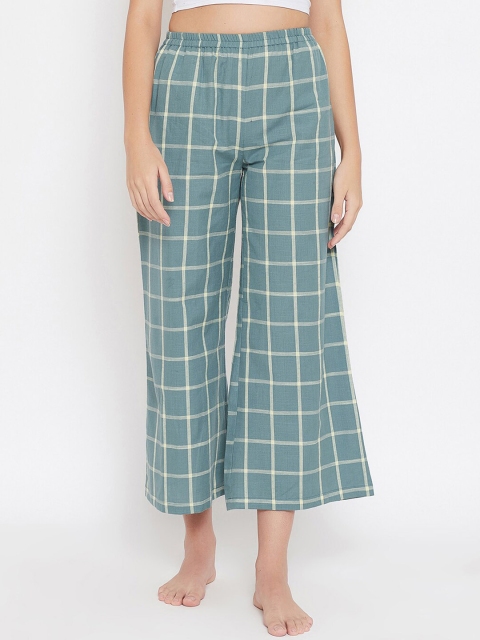 

Clovia Women Blue Checked Cotton Lounge Pants