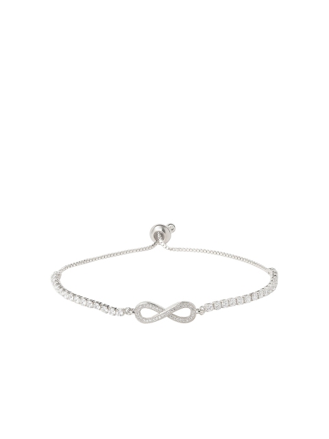

Moon Dust Women Silver-Toned Brass Cubic Zirconia Infinity Charm Bracelet