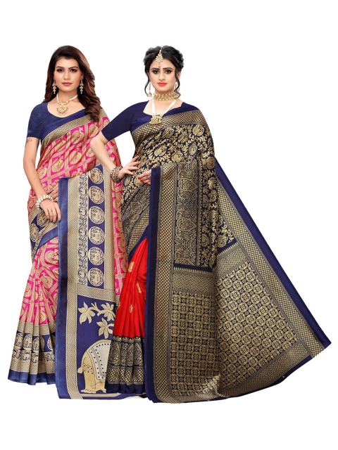 

KALINI Multicoloured Pack of 2 Floral Art Silk Saree, Multi