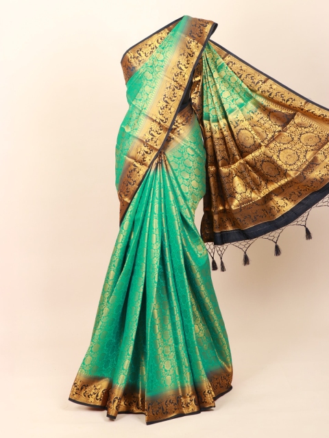 

Pothys Green & Brown Woven Design Art Silk Banarasi Saree