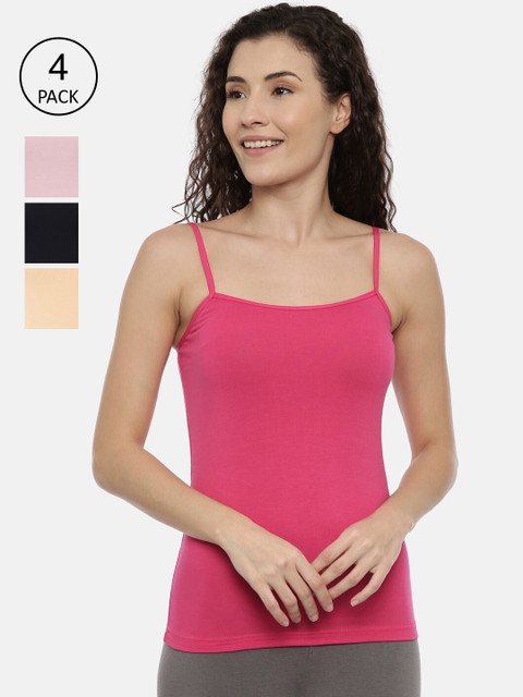 

GOLDSTROMS Women Pack Of 4 Solid Camisoles, Fuchsia