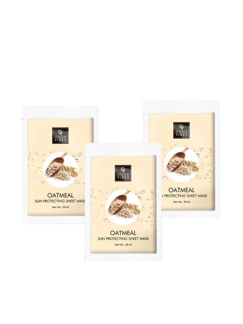 

Good Vibes Pack of 3 20 ml Oatmeal Sun Protecting Sheet Mask, Transparent