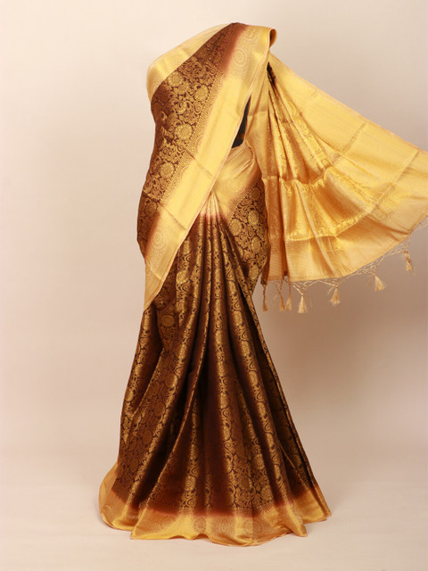 

Pothys Brown Woven Design Art Silk Banarasi Saree