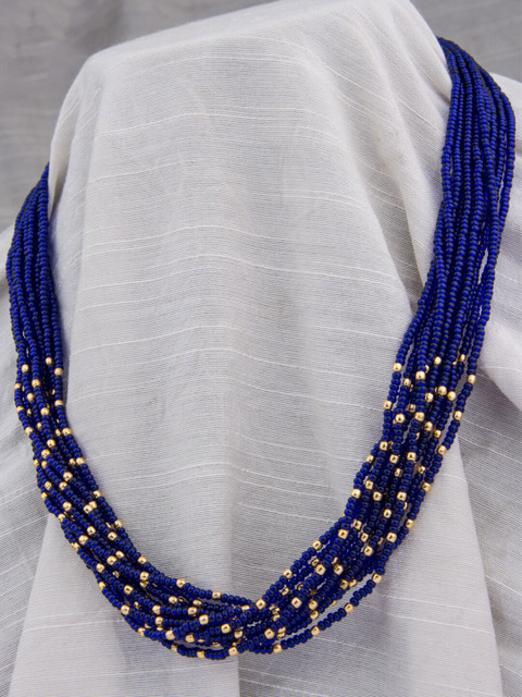 

Alankruthi Blue & Gold-Toned Beads Multi-Strand Chain