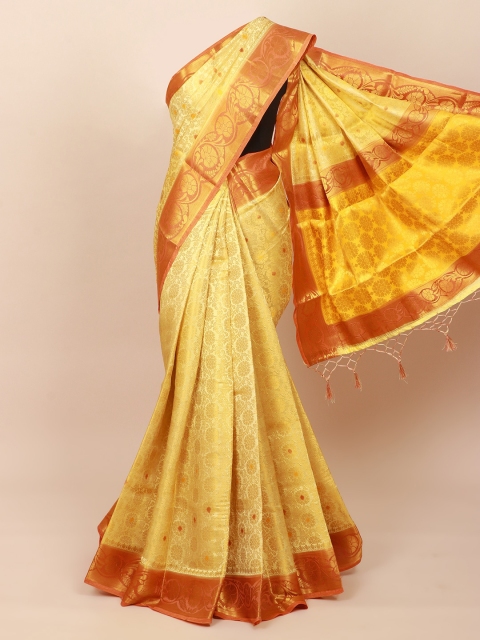 

Pothys Yellow & Gold Woven Design Zari Art Silk Banarasi Saree
