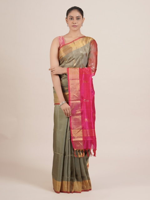 

Pothys Green & Pink Woven Design Pure Silk Uppada Saree