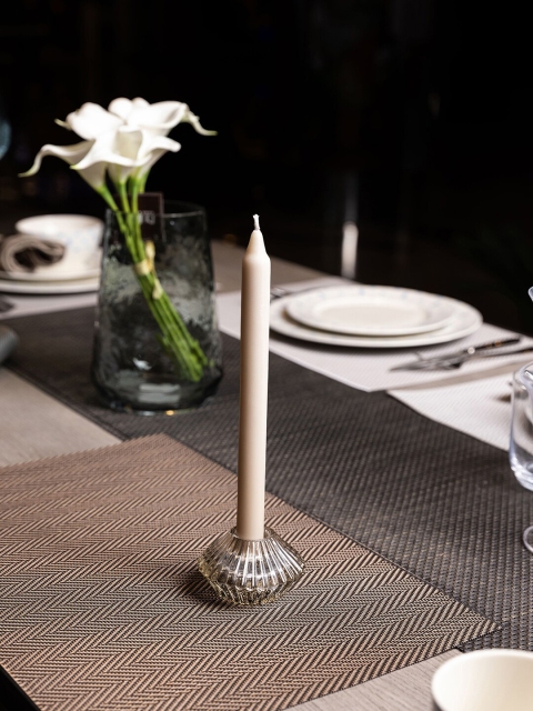 

Pure Home and Living Set Of 4 Grey Currant & Oak Taper Candles