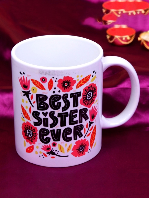 

Ferns N Petals White & Pink Printed Ceramic Matte Mugs Set of Cups and Mugs