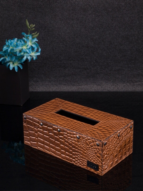 

IMUR Unisex Brown Textured Pure Leather Tissue Box