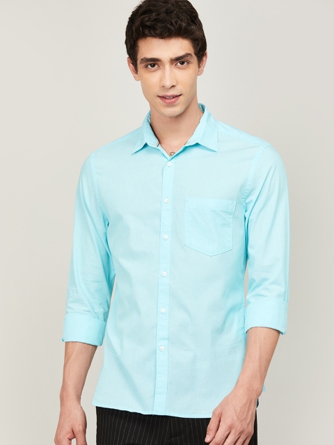 

CODE by Lifestyle Men Turquoise Blue Slim Fit Casual Shirt