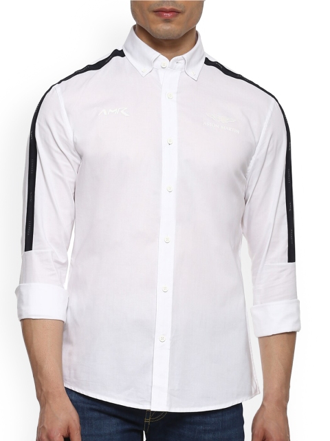 

HACKETT LONDON Men White Solid Casual Shirt With Striped Detail