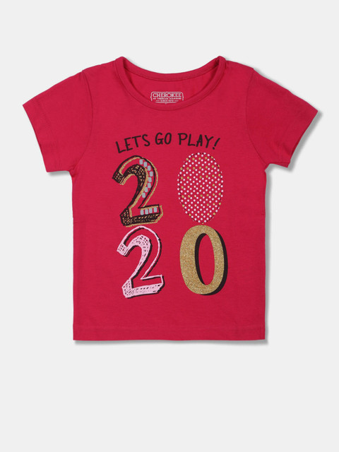 

Cherokee Girls Red Typography Printed T-shirt