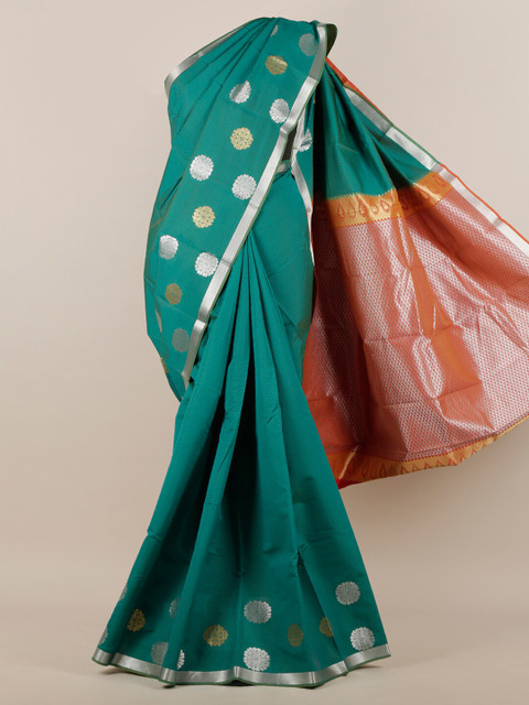 

Pothys Green & Red Ethnic Motifs Zari Art Silk Saree