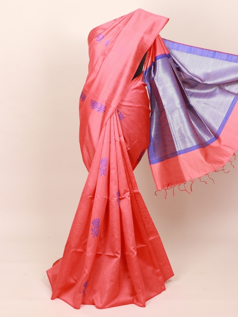 

Pothys Pink & Blue Ethnic Motifs Jute Silk Saree