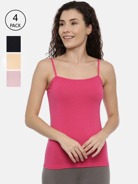 

GOLDSTROMS Women Pack Of 4 Solid Camisoles 4PK-9001-702, Fuchsia