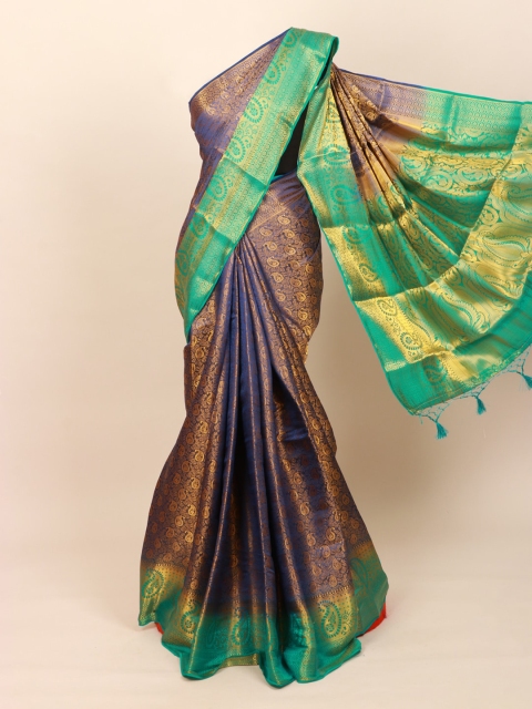 

Pothys Blue & Gold Paisley Zari Art Silk Banarasi Saree