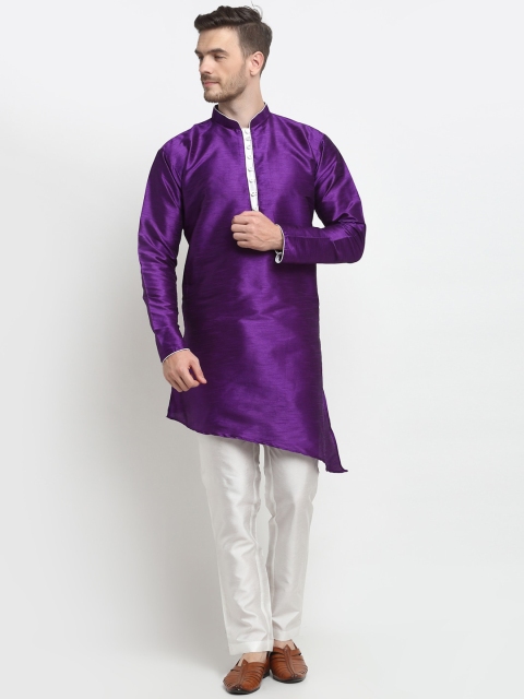 

Benstoke Men's Purple Dupion Silk Kurta with Pyjamas