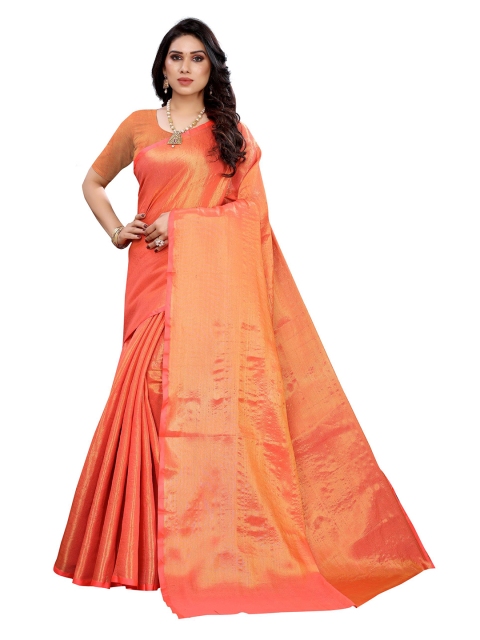 

KALINI Orange Zari Silk Blend Saree