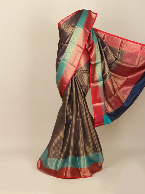 

Pothys Brown & Gold Woven Design Art Silk Banarasi Saree
