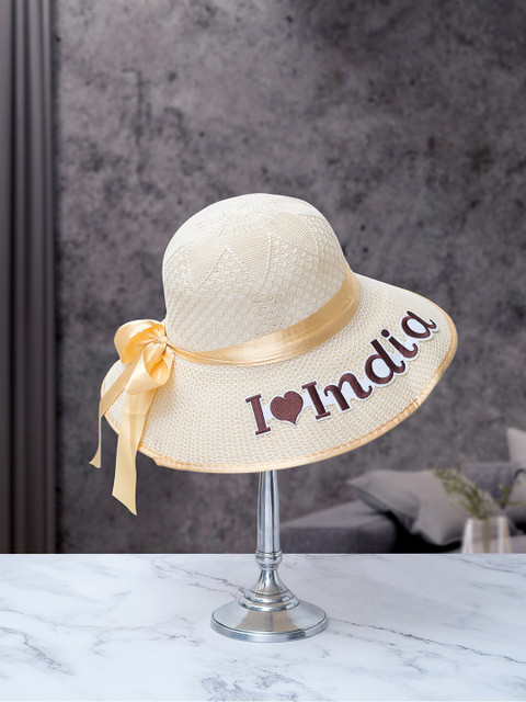 

Golden Peacock Women Beige Woven-Design Sun Hat