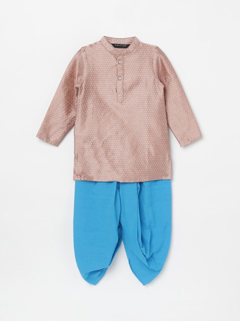 

Melange by Lifestyle Boys Pink & Blue Pure Cotton Kurta with Dhoti Pants