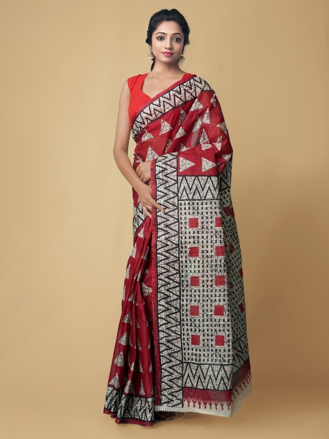 

Unnati Silks Women Red & White Pure Krisha Summer Cotton Sustainable Saree