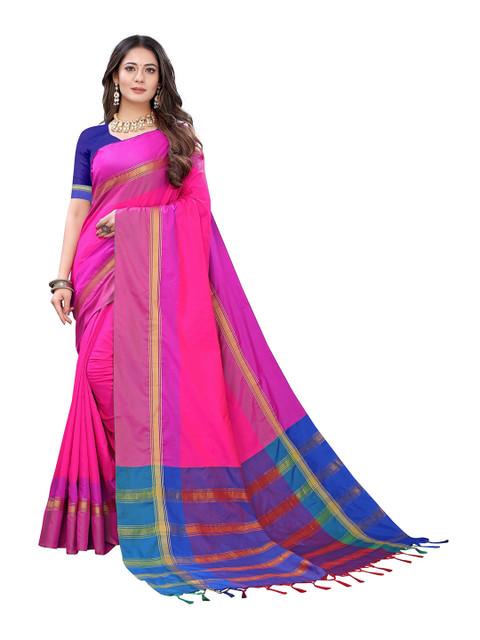 

KALINI Pink & Gold Art Silk Saree With Tasseled Pallu