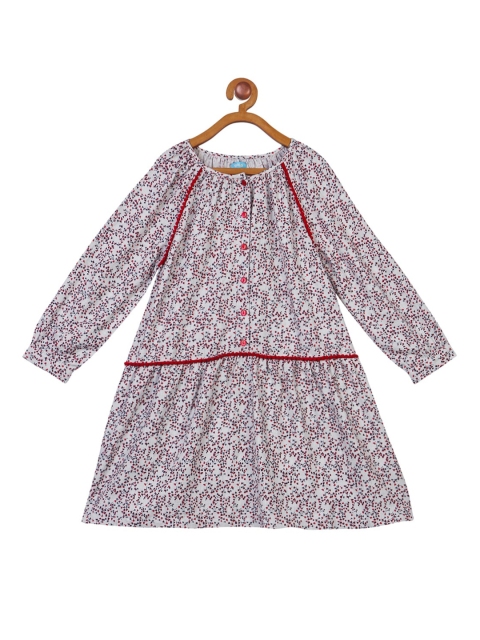 

Miyo Girls Beige & Red Floral A-Line Dress