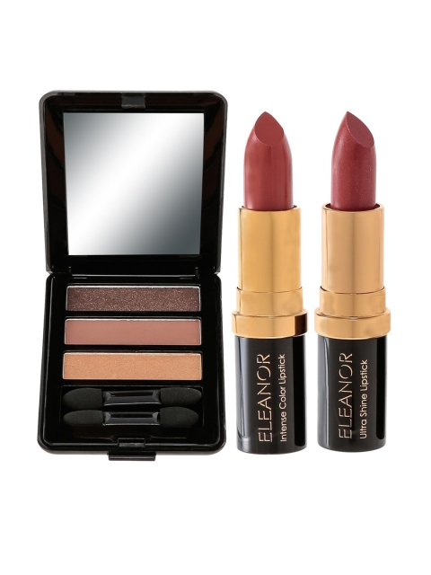 

ELEANOR Set of Trio Eyeshadow Palette & 2 Cream Lipsticks, Black