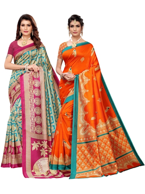 

KALINI Pack of 2 Ethnic Motifs Art Silk Saree, Multi